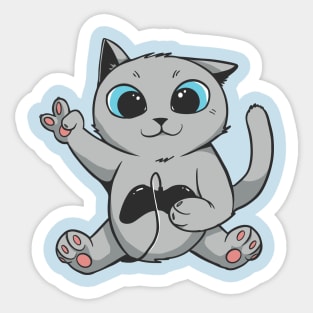 Cute British Gaming Cat Gift For Gamers Sticker